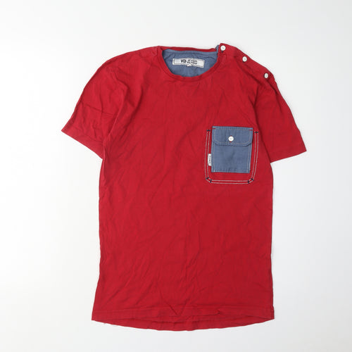 Voi Jeans Men's Red Crew Neck Pocket T-Shirt Size S