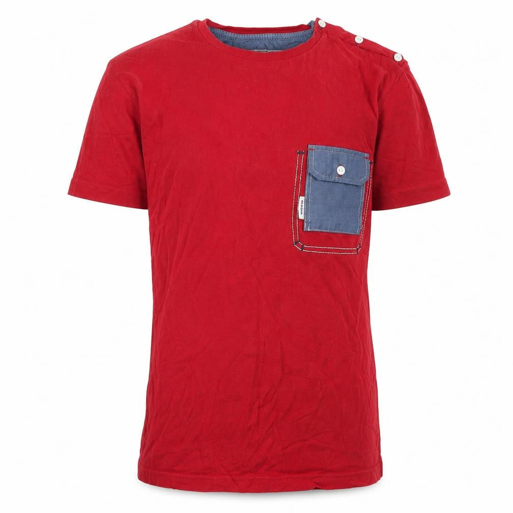 Voi Jeans Men's Red Crew Neck Pocket T-Shirt Size S