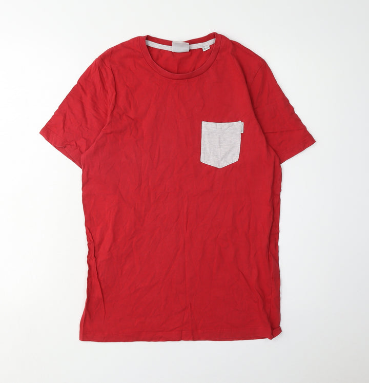 Jack & Jones Men's Red Small Crew Neck T-Shirt