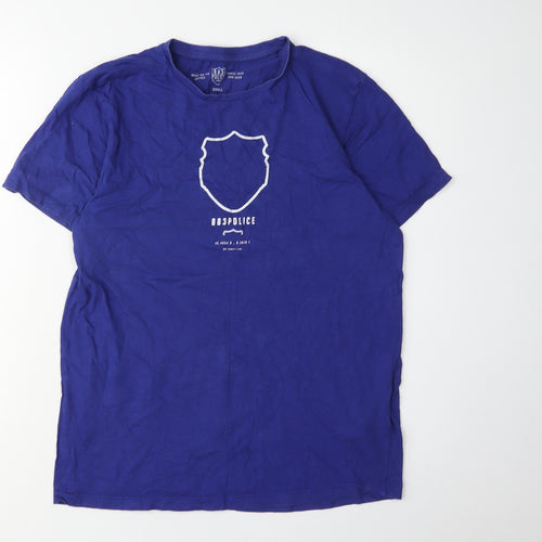Police Men's Blue S T-Shirt, Short Sleeve, Logo Accent