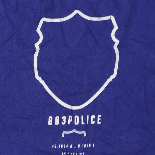 Police Men's Blue S T-Shirt, Short Sleeve, Logo Accent