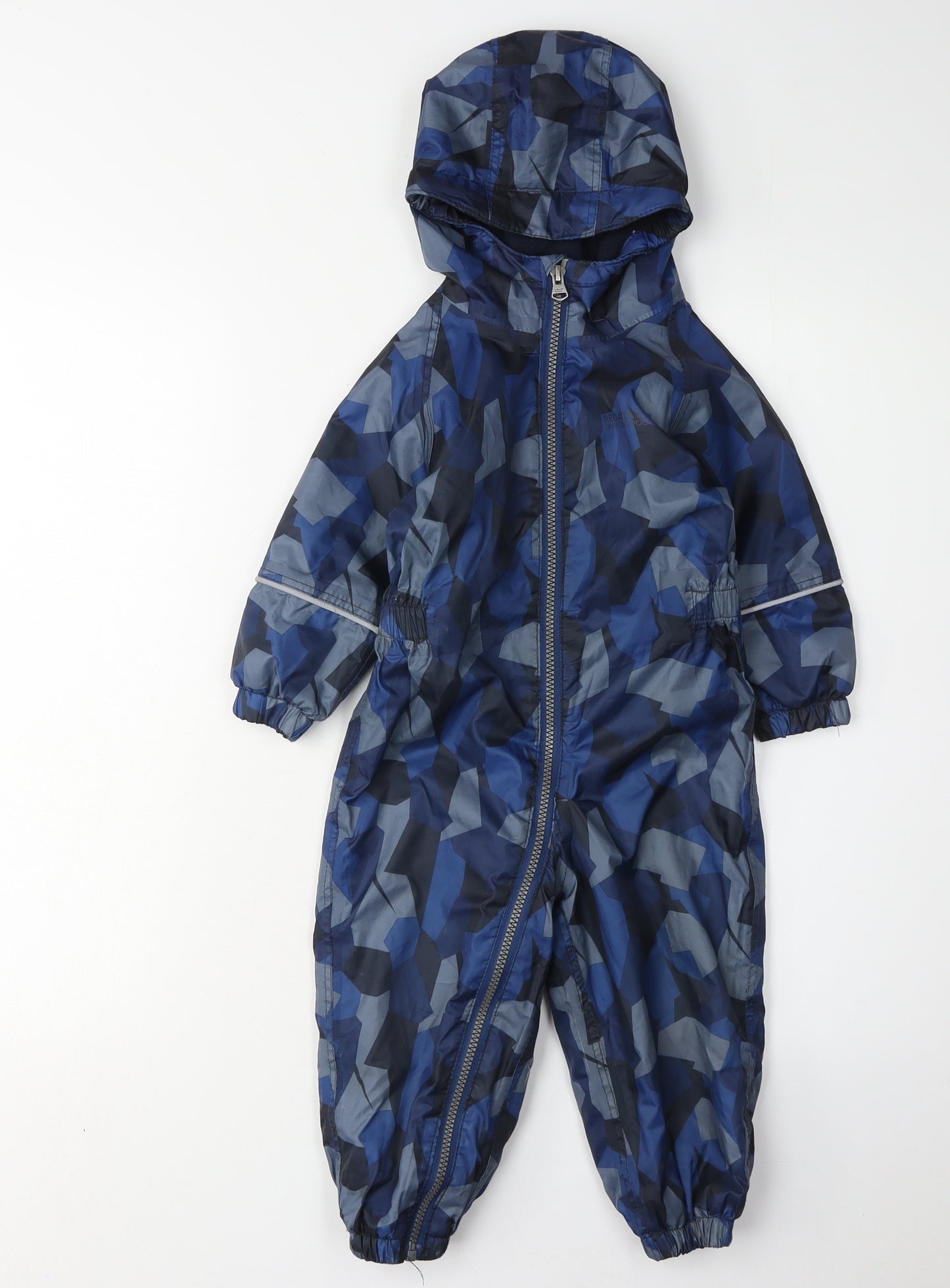 Regatta Unisex Blue Snowsuit, 12-18 Months, Hooded, Geometric