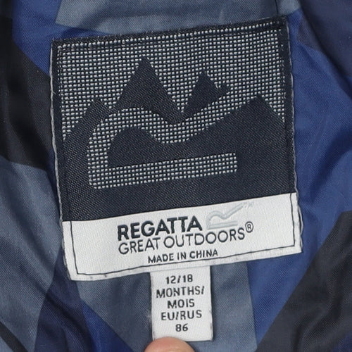 Regatta Unisex Blue Snowsuit, 12-18 Months, Hooded, Geometric