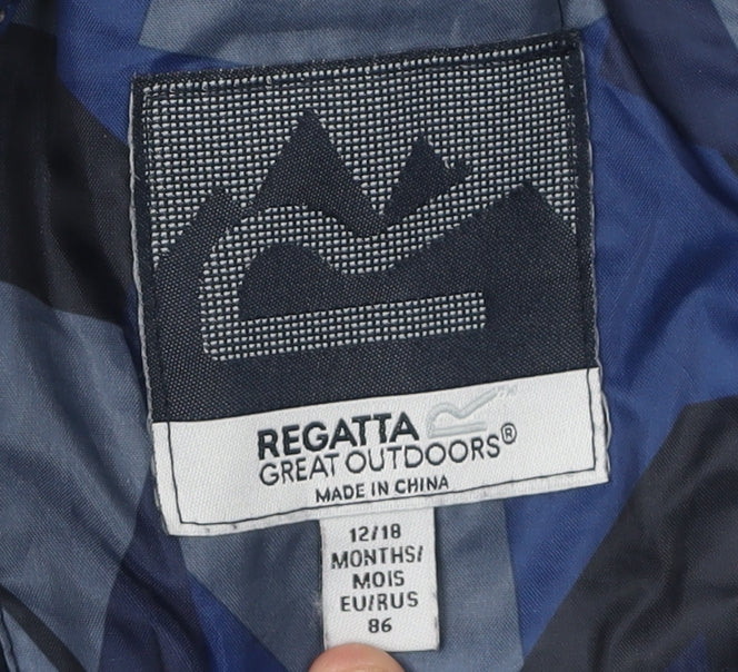 Regatta Unisex Blue Snowsuit, 12-18 Months, Hooded, Geometric