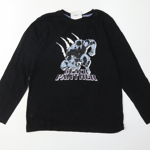 Marvel Boys Black Panther T-Shirt, Black, 10-11 Years, Pullover