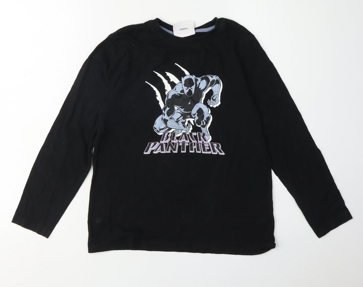 Marvel Boys Black Panther T-Shirt, Black, 10-11 Years, Pullover