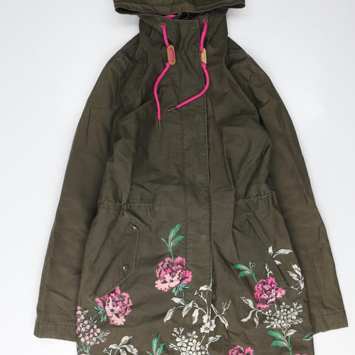 Joules Women’s Green Floral Parka Jacket Size 2XS