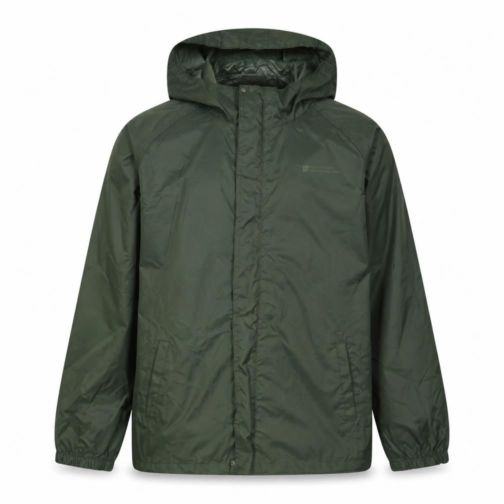 Front view of Mountain Warehouse boys’ green windbreaker jacket 13 years