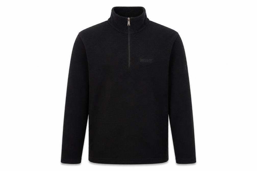 Front view of Regatta Black Men's Fleece 1/4 Zip Sweatshirt L