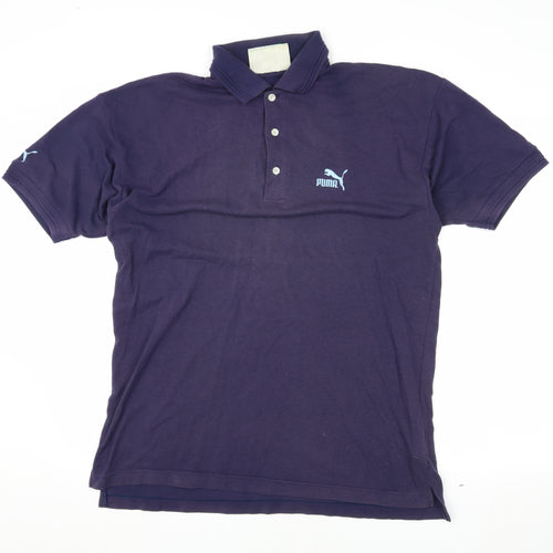 Puma Men's Blue Polo Shirt Size 42 Solid Casual