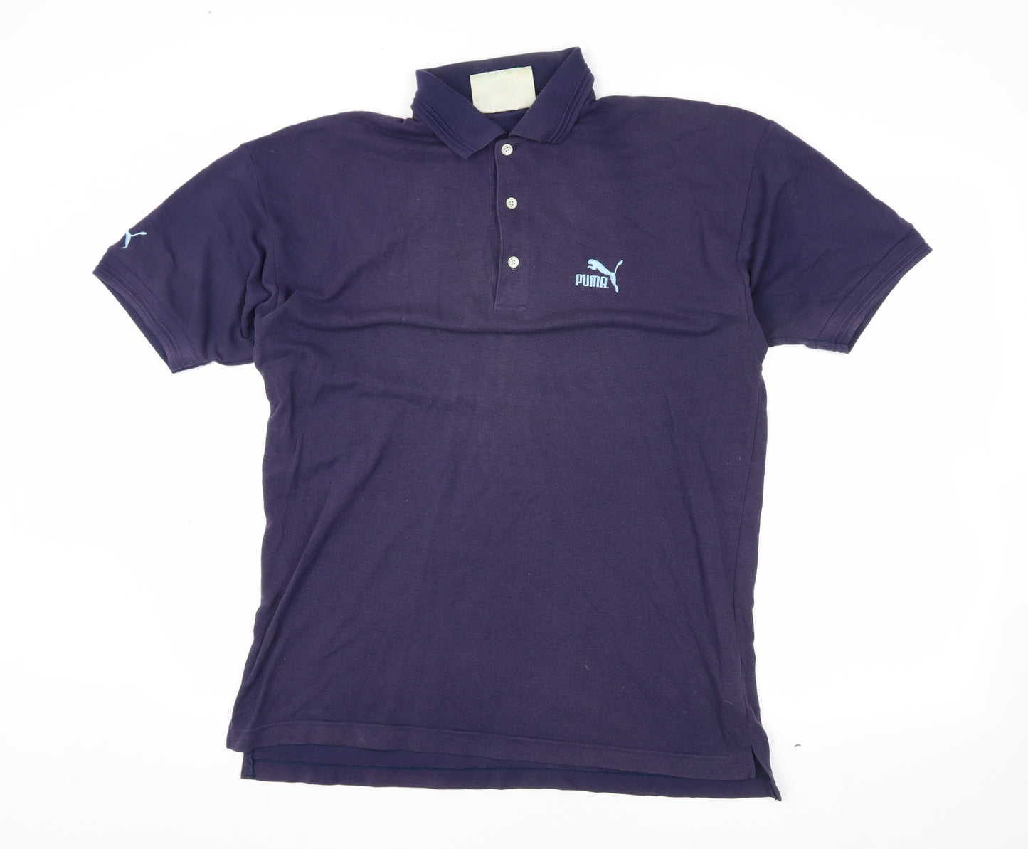 Puma Men's Blue Polo Shirt Size 42 Solid Casual