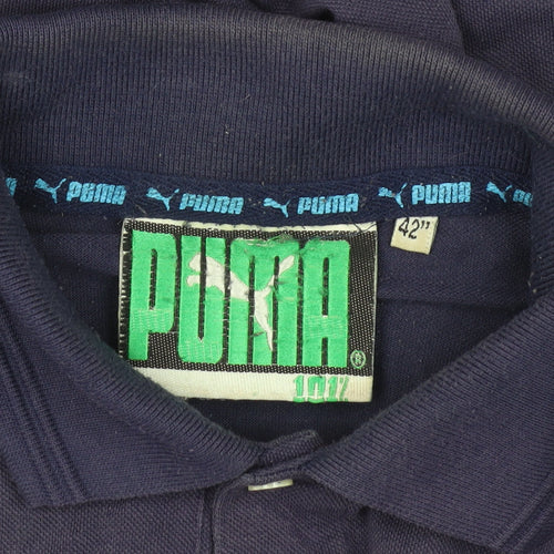 Puma Men's Blue Polo Shirt Size 42 Solid Casual