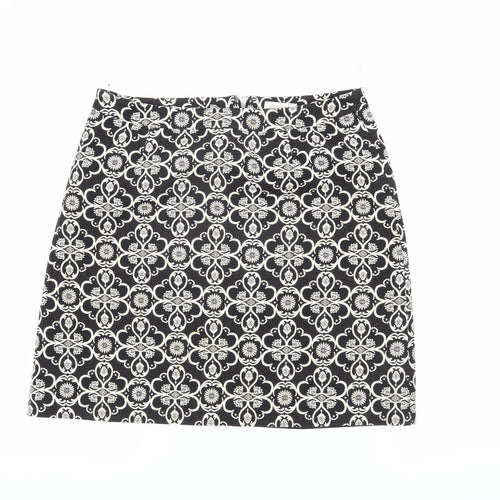 Monsoon Women's Black Geometric Knee-Length Pencil Skirt - Size 12