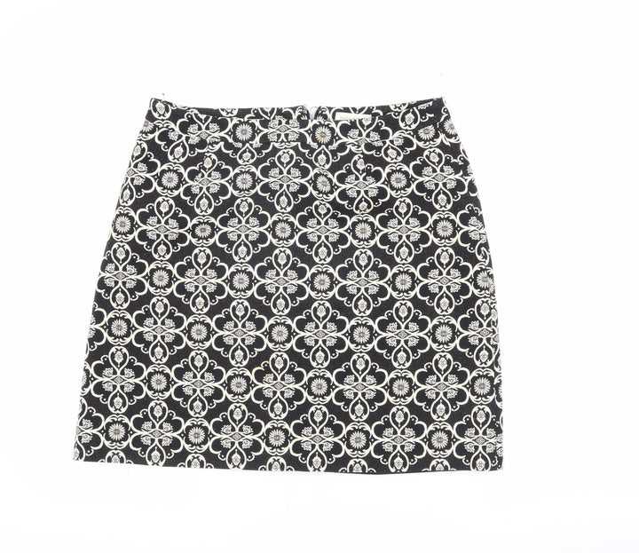 Monsoon Women's Black Geometric Knee-Length Pencil Skirt - Size 12