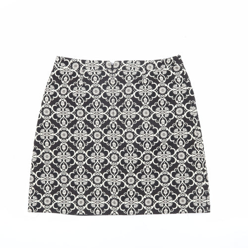 Monsoon Women's Black Geometric Knee-Length Pencil Skirt - Size 12