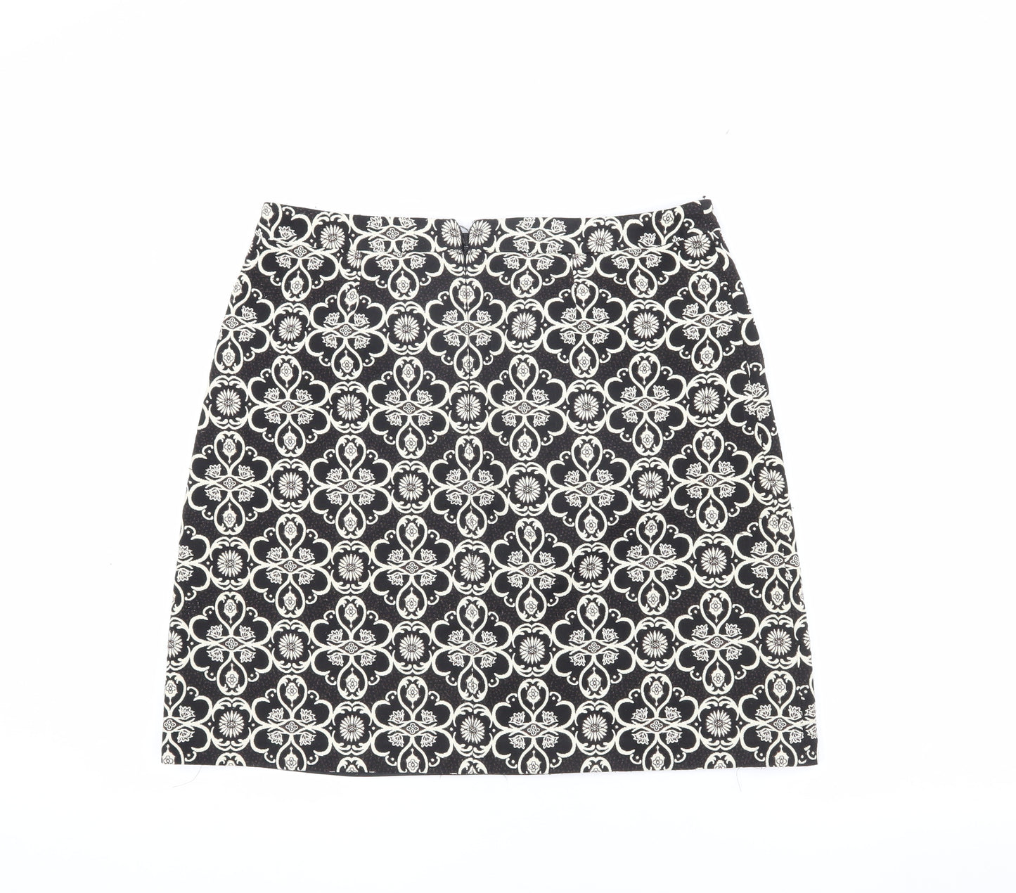Monsoon Women's Black Geometric Knee-Length Pencil Skirt - Size 12