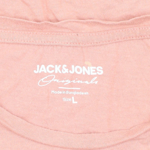 Jack & Jones Men's Pink L Cotton T-Shirt