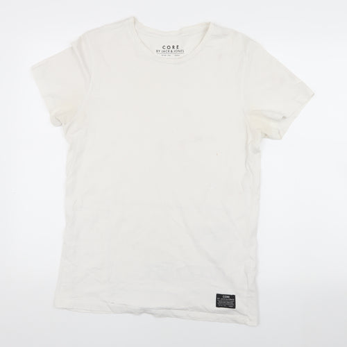 Jack & Jones Men's White Medium T-Shirt, Crew Neck Casual