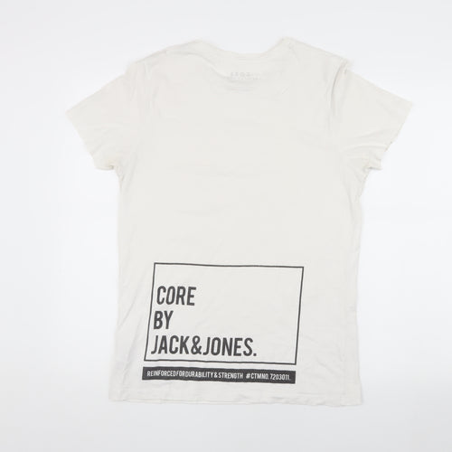 Jack & Jones Men's White Medium T-Shirt, Crew Neck Casual