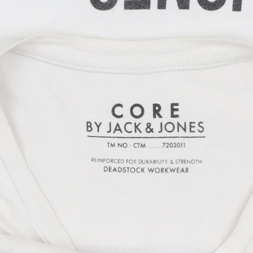 Jack & Jones Men's White Medium T-Shirt, Crew Neck Casual