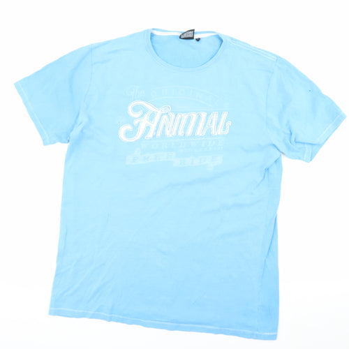 Animal Blue Graphic Print Men's T-Shirt Size L