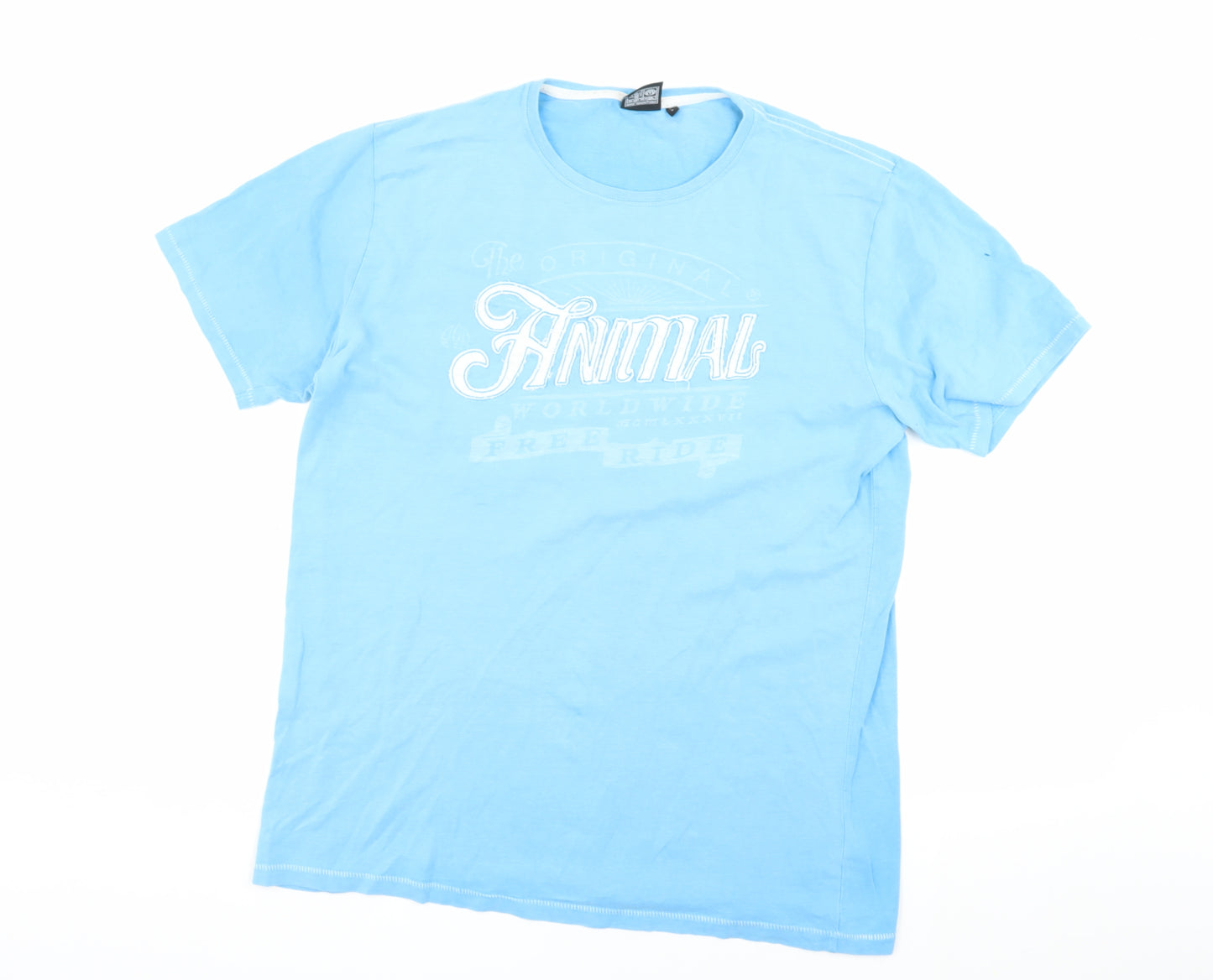 Animal Blue Graphic Print Men's T-Shirt Size L