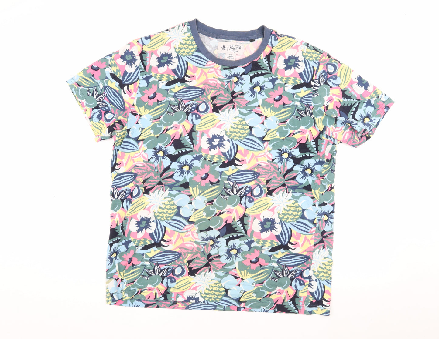 Penguin Men's Multicoloured Floral Tropical T-Shirt, Size L
