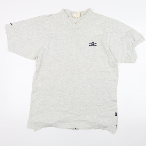 Umbro Men's Grey V-Neck T-Shirt, Size M, Casual Comfort