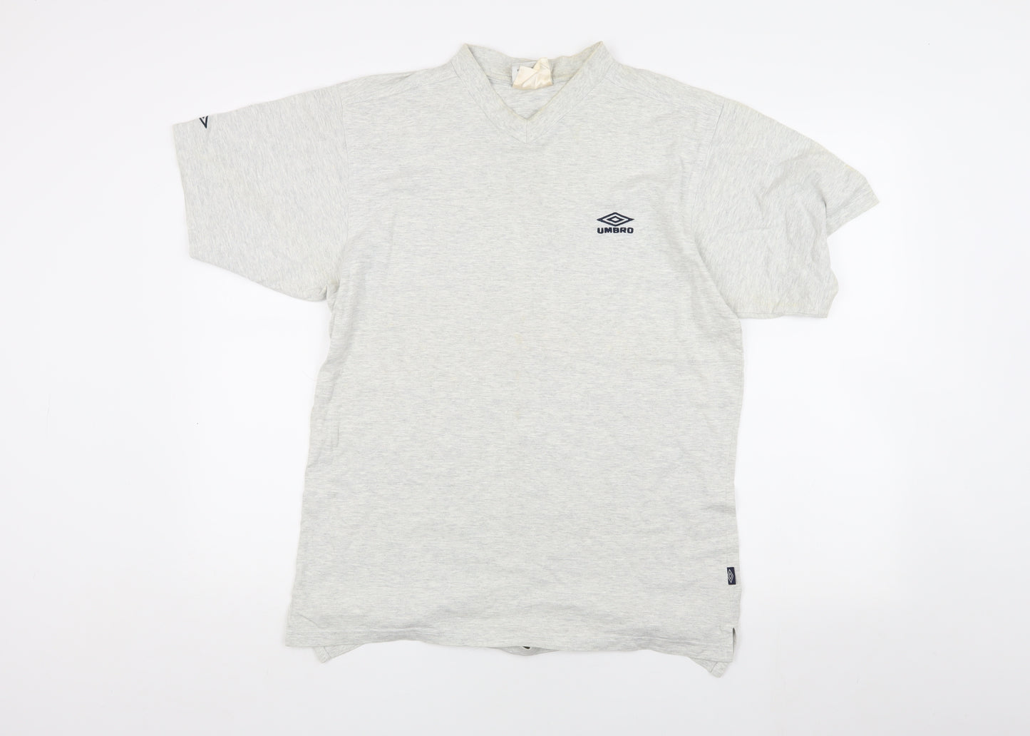 Umbro Men's Grey V-Neck T-Shirt, Size M, Casual Comfort