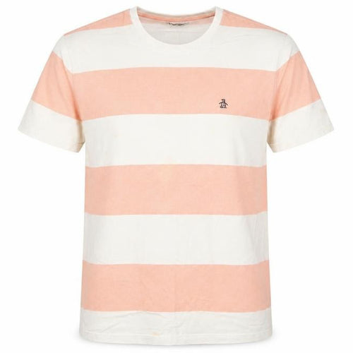 Penguin Men's XL Pink Striped T-Shirt, Crew Neck