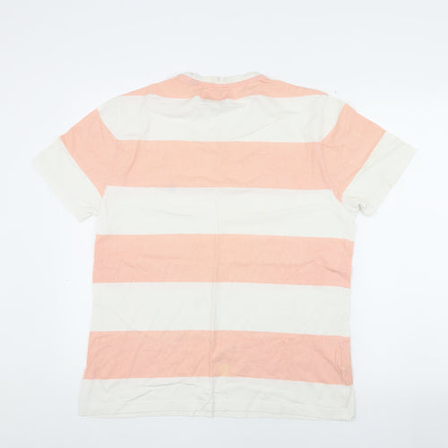 Penguin Men's XL Pink Striped T-Shirt, Crew Neck
