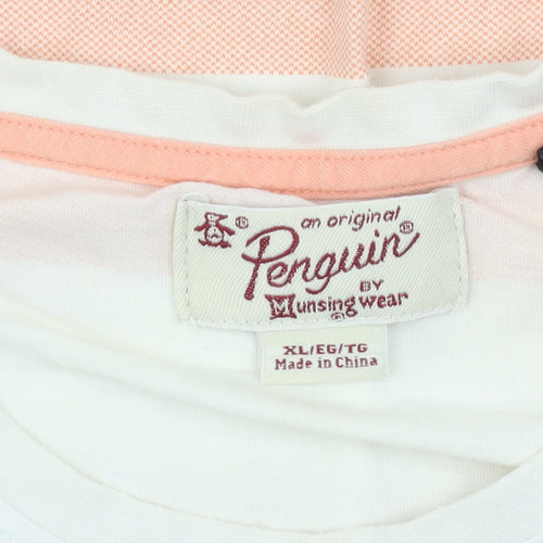 Penguin Men's XL Pink Striped T-Shirt, Crew Neck