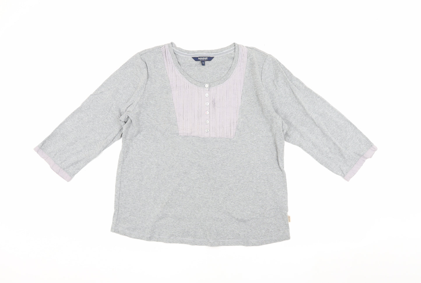 Maine Women's Grey Basic T-Shirt, Size 16, Jersey Knit