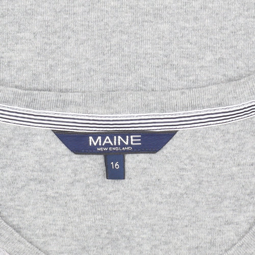 Maine Women's Grey Basic T-Shirt, Size 16, Jersey Knit