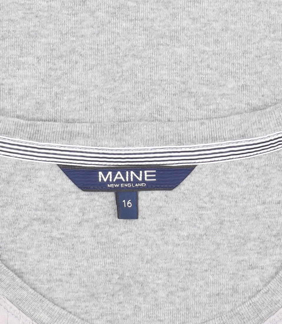Maine Women's Grey Basic T-Shirt, Size 16, Jersey Knit
