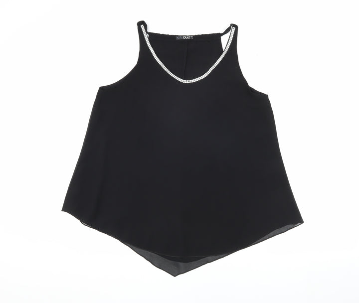Quiz Women's Black Beaded Tank Top Size 16