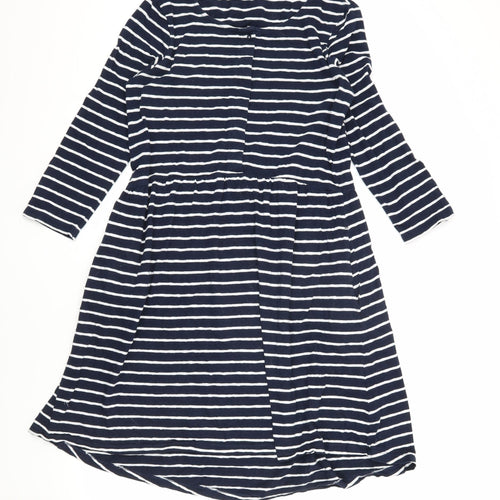 Fat Face Women's Blue Striped 3/4 Sleeve A-Line Dress