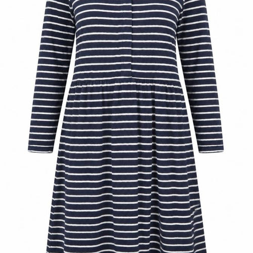 Fat Face Women's Blue Striped 3/4 Sleeve A-Line Dress