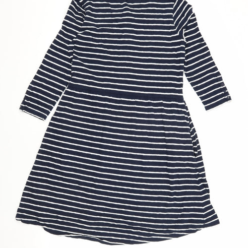 Fat Face Women's Blue Striped 3/4 Sleeve A-Line Dress