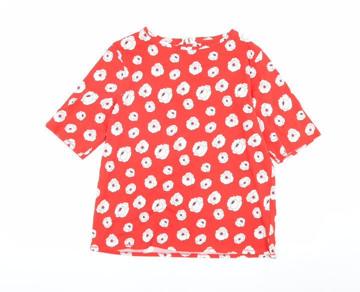 Cotton Traders Women's Red Floral T-Shirt Size 16