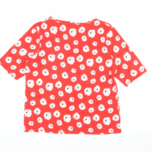 Cotton Traders Women's Red Floral T-Shirt Size 16