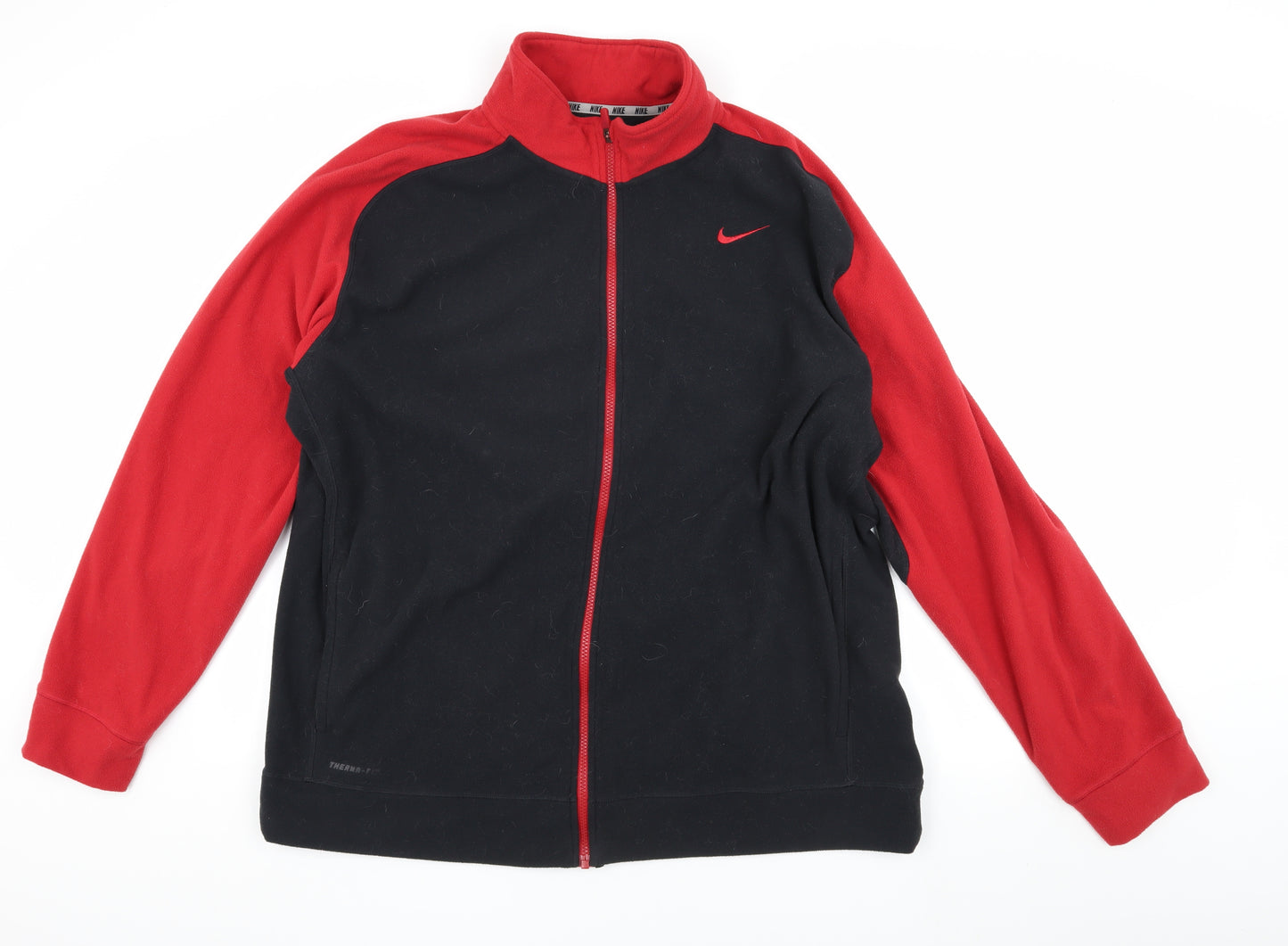 Nike Men's Black and Red 2XL Therma-Fit Jacket