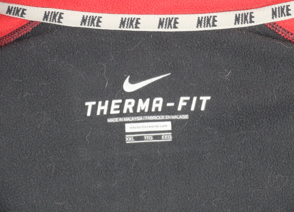 Nike Men's Black and Red 2XL Therma-Fit Jacket
