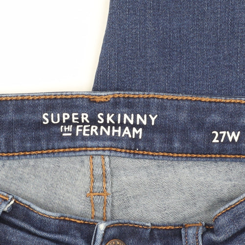 Jack Wills Men's Blue Skinny Jeans, Size 27, Medium Wash