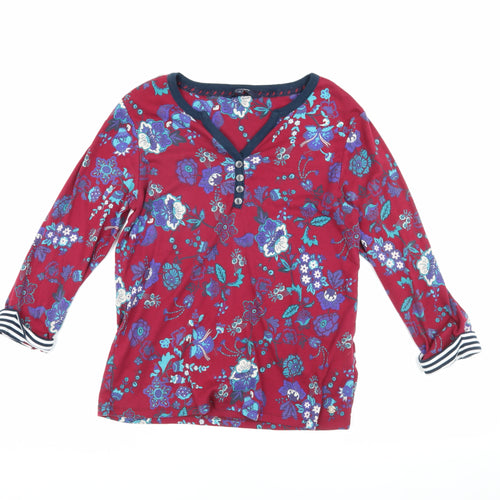 Maine Women's Red Floral Henley Blouse Size 14