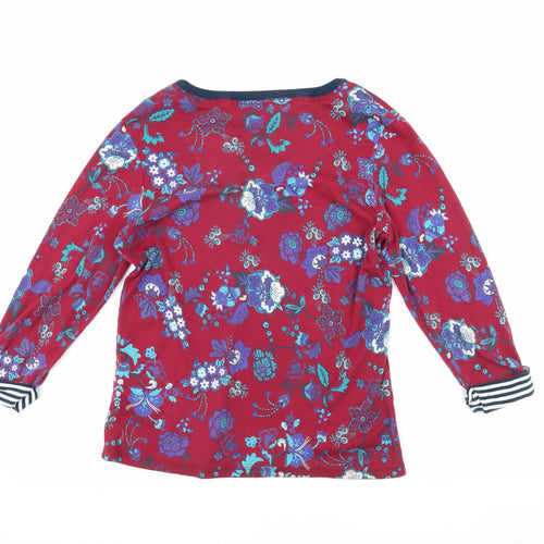 Maine Women's Red Floral Henley Blouse Size 14