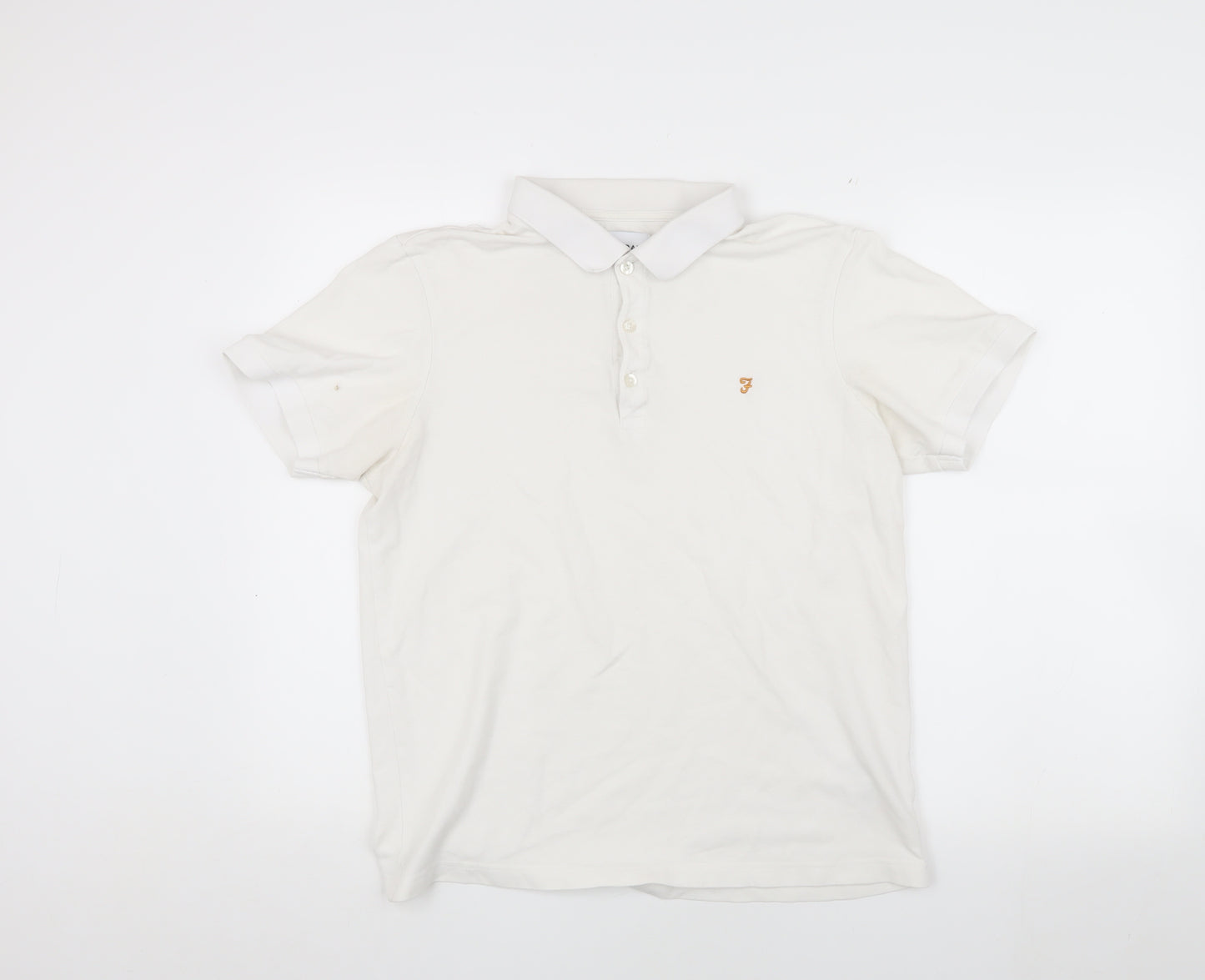 Farah Men's White Polo Shirt, Size L, Logo Accent