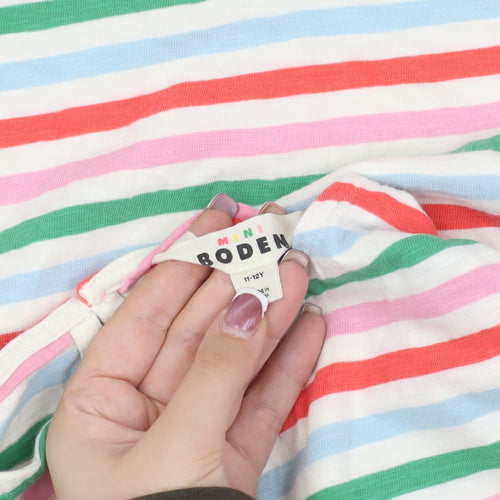 Mini Boden Girls Multicoloured Striped A-Line Dress 11-12 Years