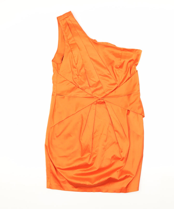 Diamond by Julien Macdonald Orange One Shoulder Dress Women Size 16
