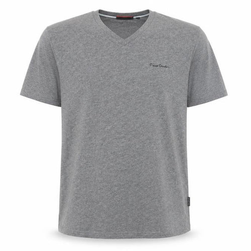 Pierre Cardin Men's Grey V-Neck Logo T-Shirt Size L